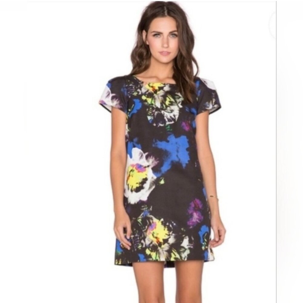 Milly Chloe Black Midnight Floral Mini Dress Size 6